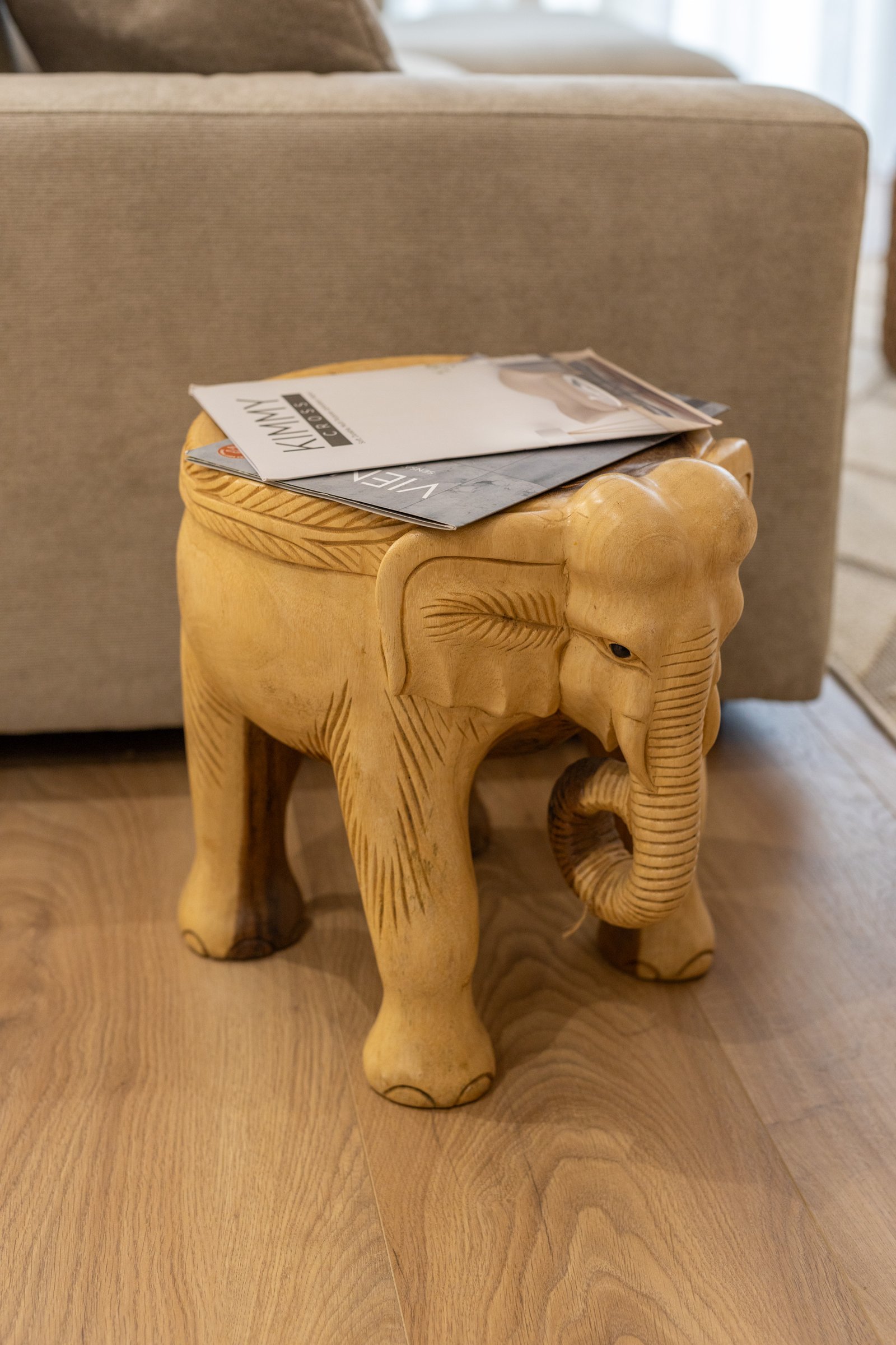 ELEPHANT CARVED SUAR COFFEE TABLE Thumbnail