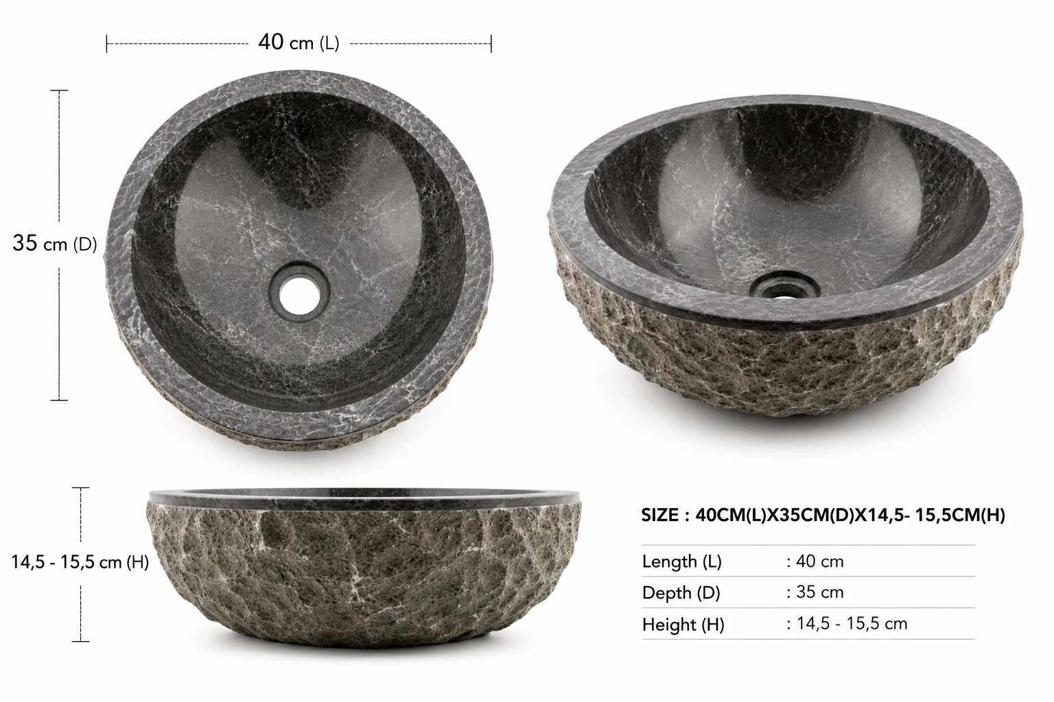 MARBLE SINK ROUND MARMO BL NL Thumbnail