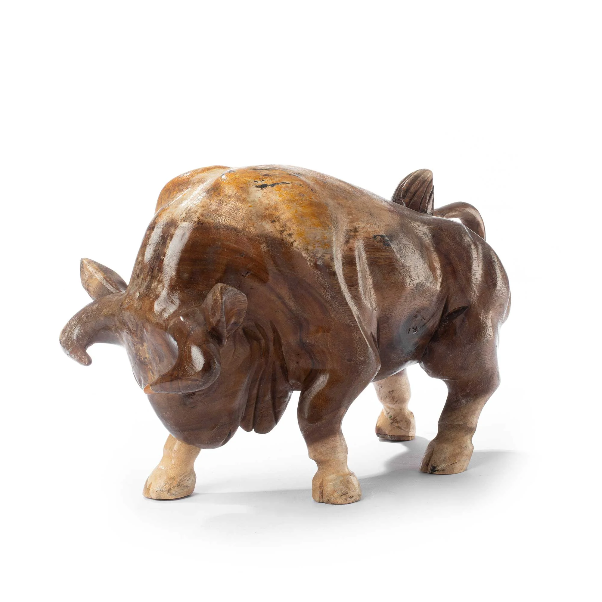 Carved Bull Sculpture